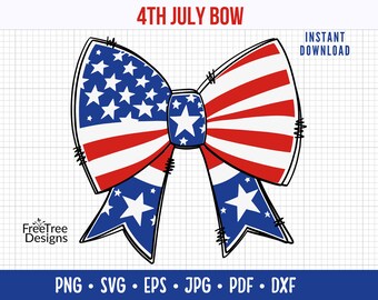 SVG de lazo con la bandera estadounidense: imágenes prediseñadas para el 4 de julio (descarga digital)