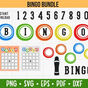 Bingo Bundle SVG: Bingo Balls, Numbers, Card Cut File (Digital Download)
