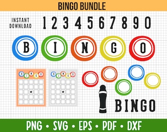 Bingo Bundle SVG: Bingo Balls, Numbers, Card Cut File (Digital Download)