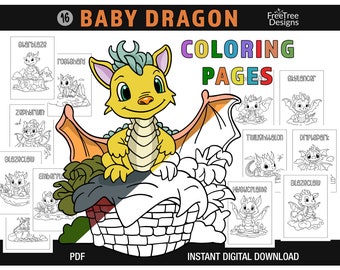 Baby Dragon Coloring Pages: Fantasy Creatures Bundle (Instant Download PDF)