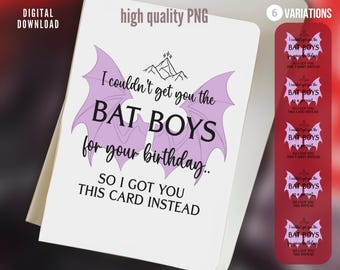 Acotar Birthday Card PNG: Bat Boys Rhysand Gift (Digital Download)