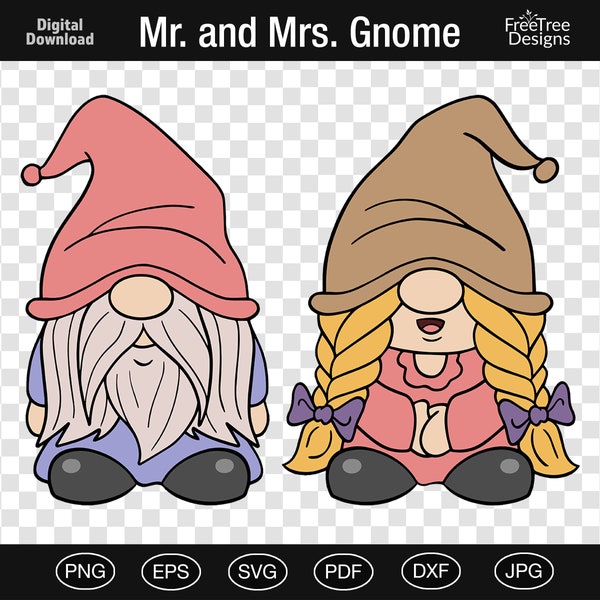 Gnomes SVG Couple, Gnomies bundle, Gnome clipart, Laser Cut Gnomes, Cute Girl Gnomes Clipart, Boy Gnomes PNG Clip Art, Cut File for Cricut