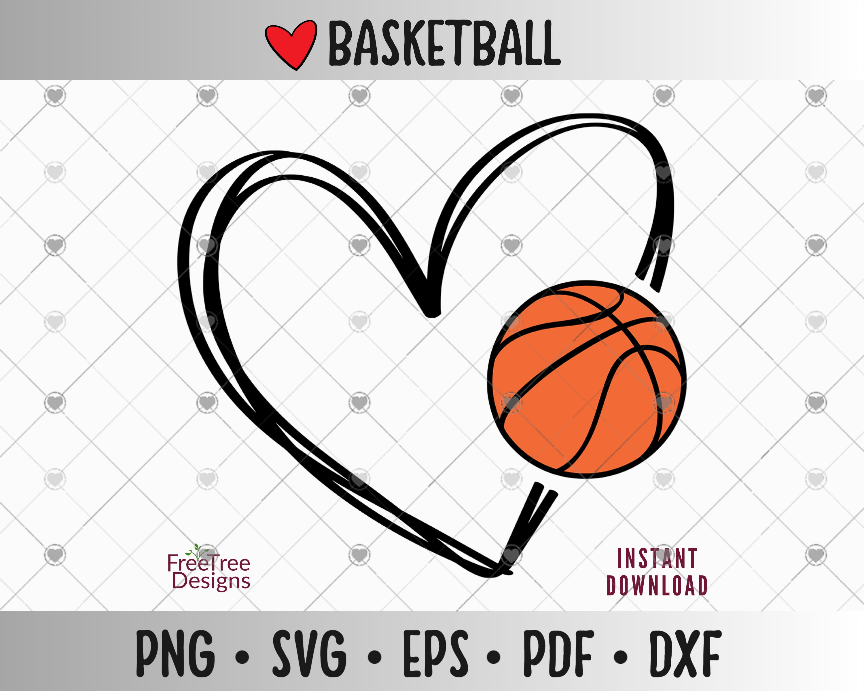 Basketball Heart SVG: Love Monogram Frame, Laser Cut File (digital