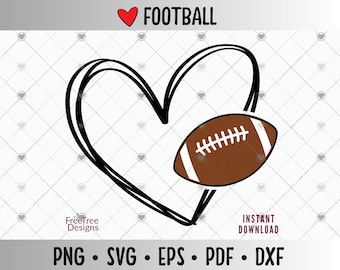 Football Heart SVG: Stacked Monogram Frame (Digital Download)