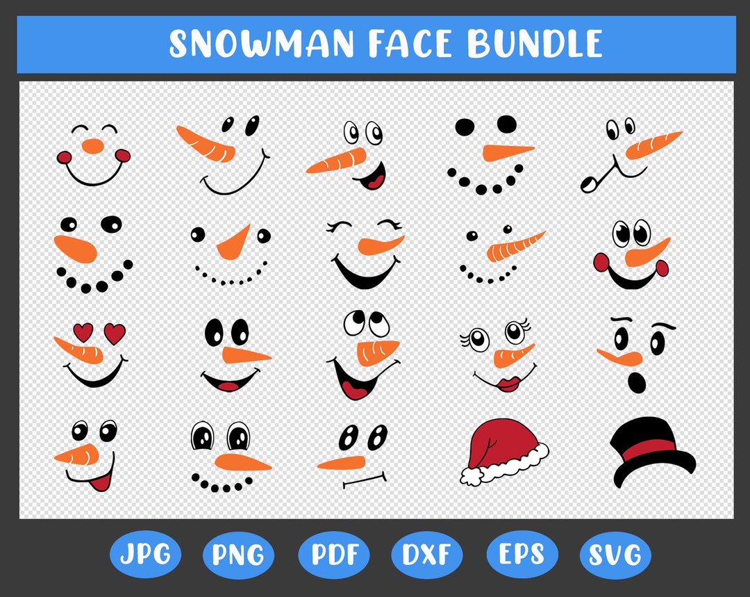 Snowman Face SVG Bundle: Christmas Winter Clipart (digital Download) - Etsy