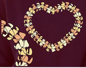 Puakenikeni Flower Heart Lei SVG, Hawaiian Floral Design PNG