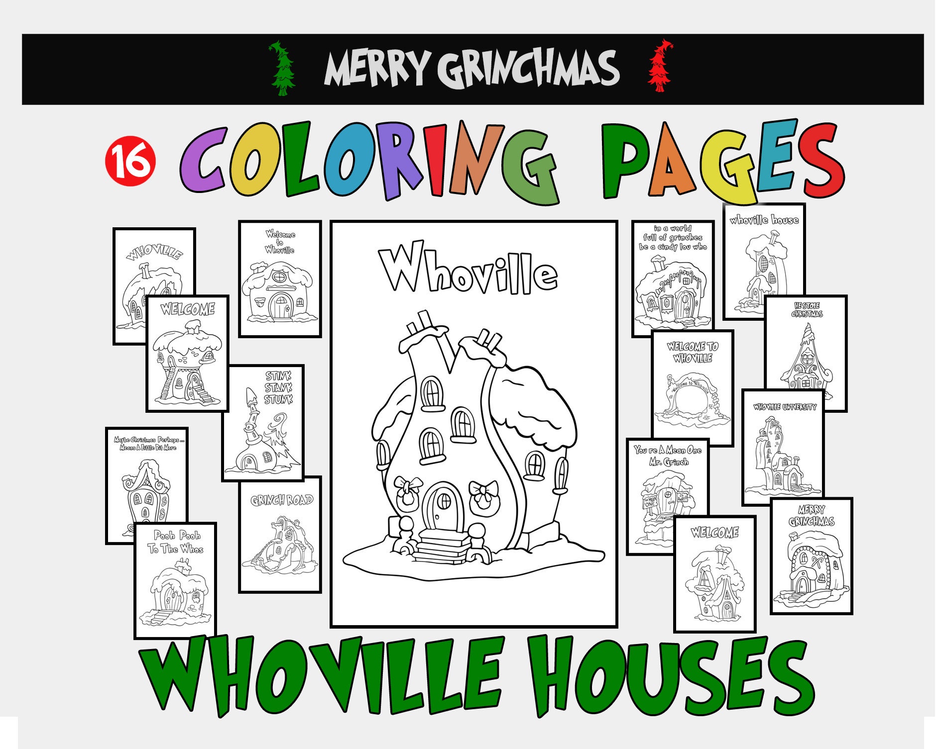 Whoville Houses Coloring Pages SVG Christmas Craft - Etsy Canada