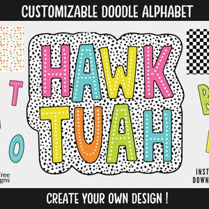 Doodle Dots Alphabet PNG Bundle: Polka Dot Letters, Party Dots (Digital Download)