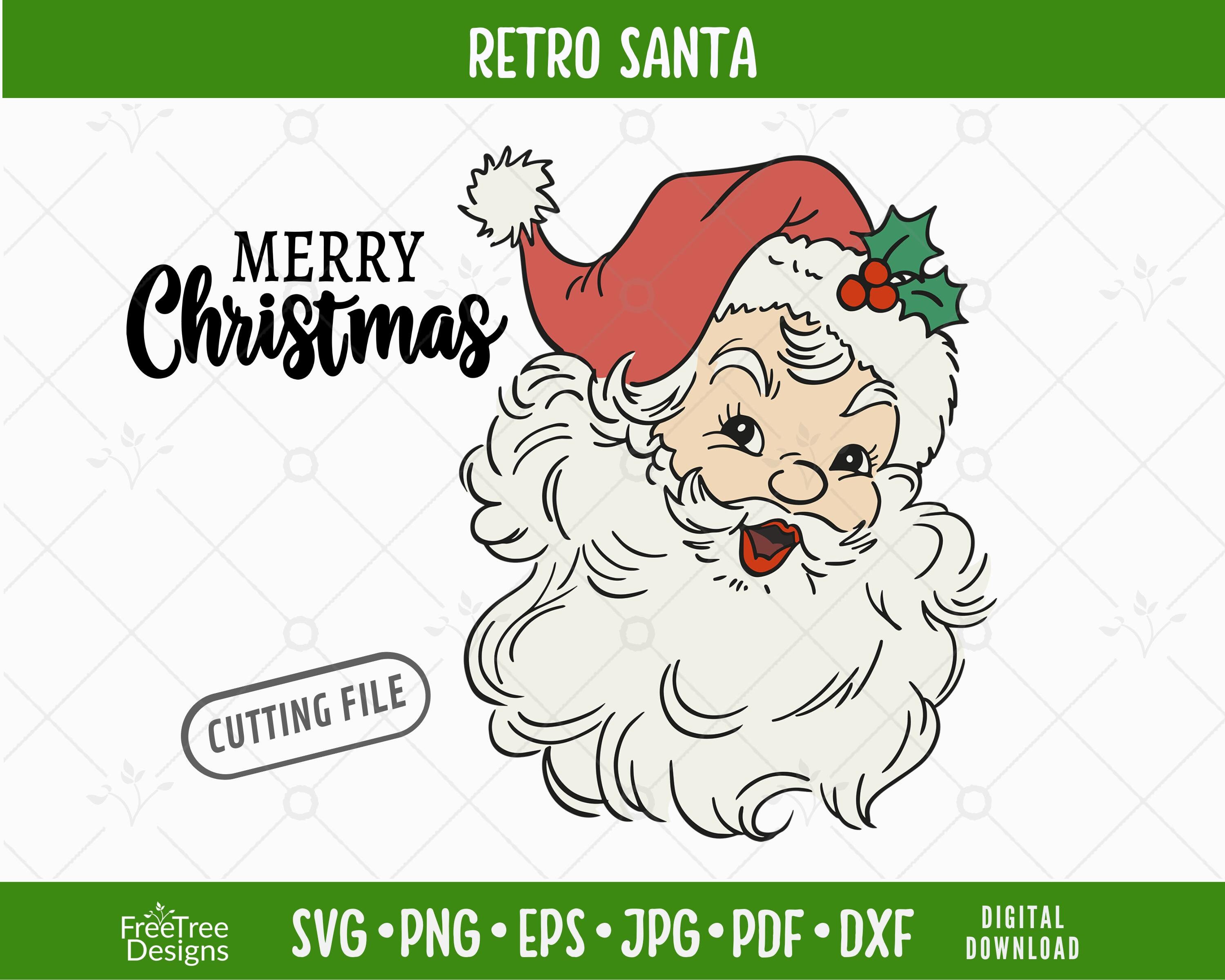 Retro Santa Claus SVG: Smiling Vintage Santa Head (Digital Download)