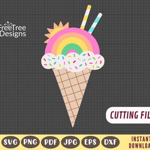 Eistüte SVG, Eiscreme-Geburtstag, Happy Summer Sprinkles PNG, digitaler Download, Schneide-Laserdatei