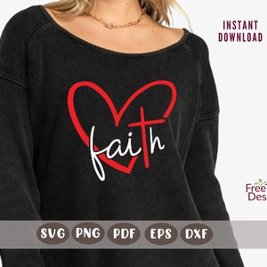 Faith Heart SVG, Christian Heart Design PNG, Laser Cut Heart Cross in Heart PNG, Cross Heart Faithful Religious Clipart, Digital download
