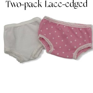 Pretty Lace Edged Two Pack Panty / Underwear Set Made to Fit Popular 18 Inch Dolls