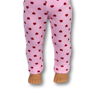Pretty Pink Leggings con corazones de Borgoña para muñecas populares de 18 pulgadas