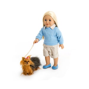 Blue Sweater Shirt and Short Set for Popular 18 inch Dolls  (PET NOT INCLUDED)