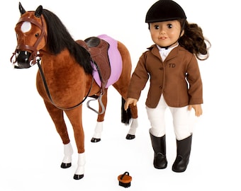 American Girl Kaya plus Winter Accessories, 1 book, and horse saddle pads
