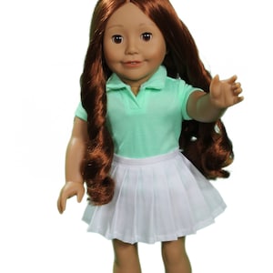 Tennis Outfit, Polo T-shirt and Pleated Skirt Set for Popular 18 inch Dolls