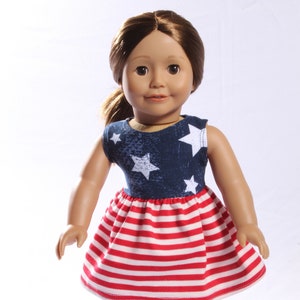 Stars and Stripes Fourth of July Dress and Matching Shoes for Girl Dolls and other 18 inch dolls
