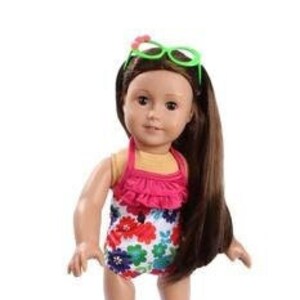 Ruffled Floral One-Piece Swimsuit Made to fit Popular 18 inch Dolls