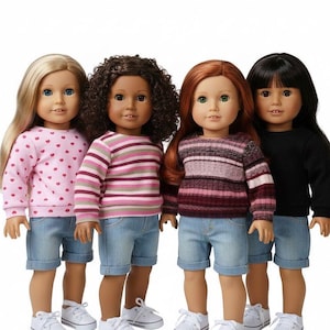 Valentine's Day Themed Sweat Shirts Made to Fit 18 inch Dolls