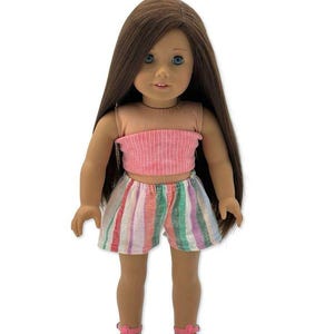 Two-piece Summer Tube Top and Shorts Set Made to fit Popular 18 inch Dolls