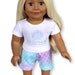 Pastel Mermaid Graphic t-shirt and matching shorts for 18 inch dolls 