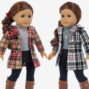 Plaid Three-Piece Autumn Jacket Set Made to Fit Popular 18 inch Dolls Includes Jacket, Top and Leggings