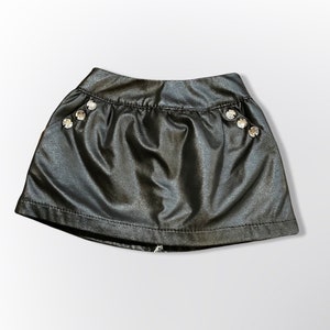 New Fashionable Faux Leather Black Skirt Made To Fit 18-Inch Dolls