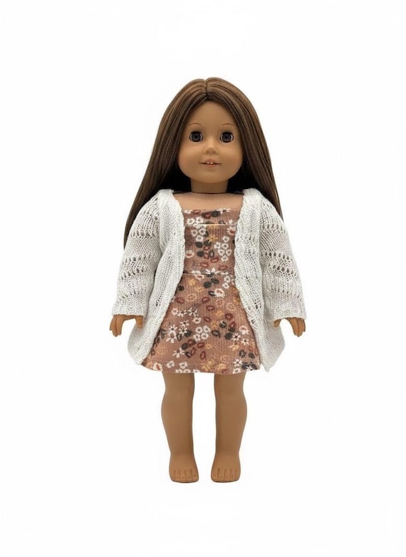 Off the Shoulder Autumn Dress and Cardigan Sweater for 18 inch Dolls