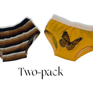 Two Pack Monarch Butterfly and Stripe Panty / Underwear Set Made to Fit Popular 18 Inch Dolls
