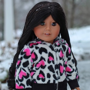 Pink and Black Heart Hoodie for Popular 18 inch Dolls