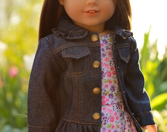 Ruffled Denim Jean Jacket for Popular 18 inch Dolls
