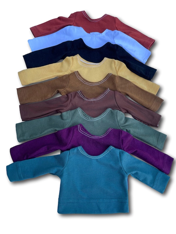 Long Sleeve Crew Neck T-shirts in NINE Autumn Fall Colors Made to fit Popular 18 inch Dolls