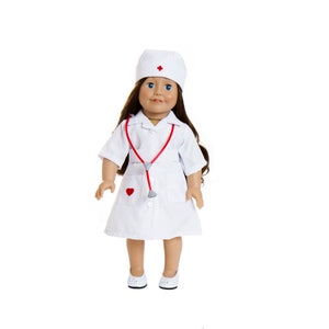 Tenue/uniforme d&#39;infirmière trois pièces pour poupées populaires de 18 pouces