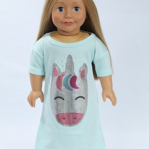 Sequins Unicorn Nightgown Made to fit American Girl Dolls and other 18 inch Dolls