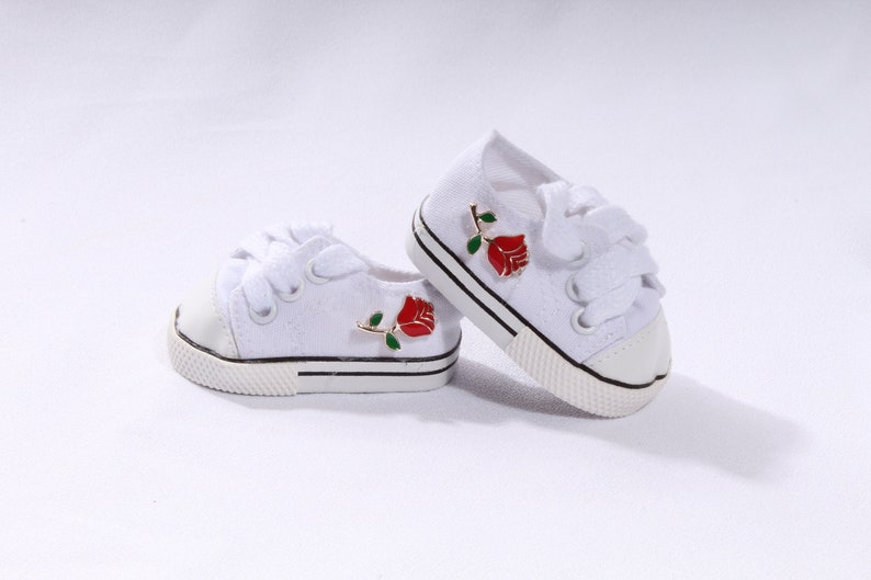 Max 81% OFF Milwaukee Mall Rosebud White Sneakers Made to Fit Girl American Dolls and other