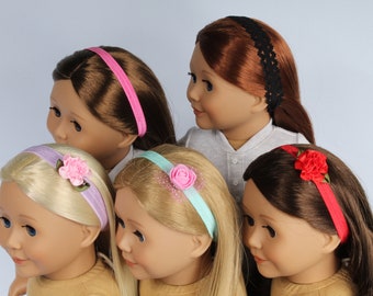 Five Pack Elastic Headbands for Popular 18 inch Dolls