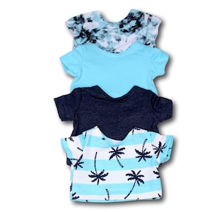 Beachy-Blue Sommer T-Shirts Made to fit Mädchen Puppen und andere 18 Zoll Puppen