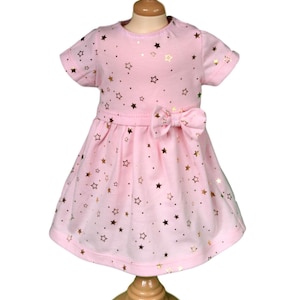 Rosa T-shirt Kleid mit Metallic Gold Sterne für American Girl Puppe und andere 18 Zoll Puppen