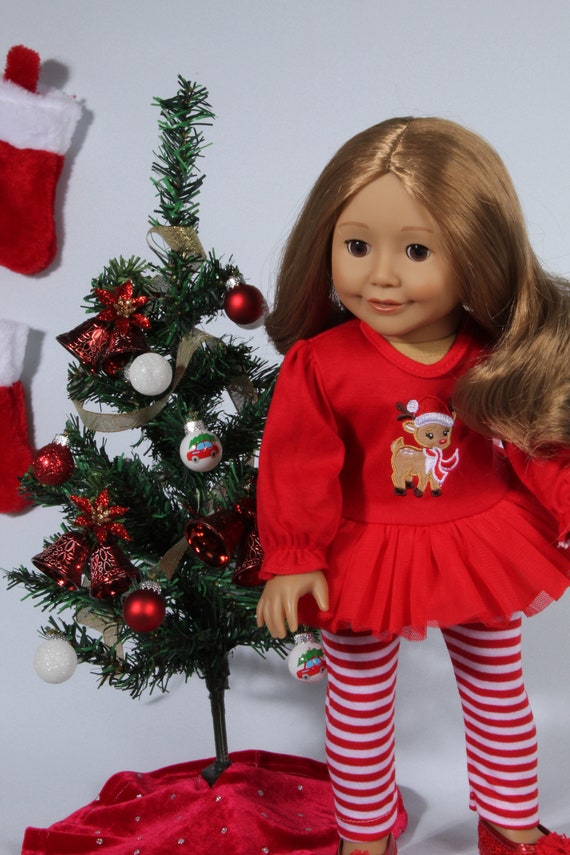 Beautiful Two Piece Christmas Rudolph Reindeer Outfit for Popular 18 inch dolls