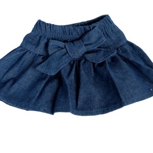 Ruffled Denim Skirt with Bow for Popular 18 inch dolls