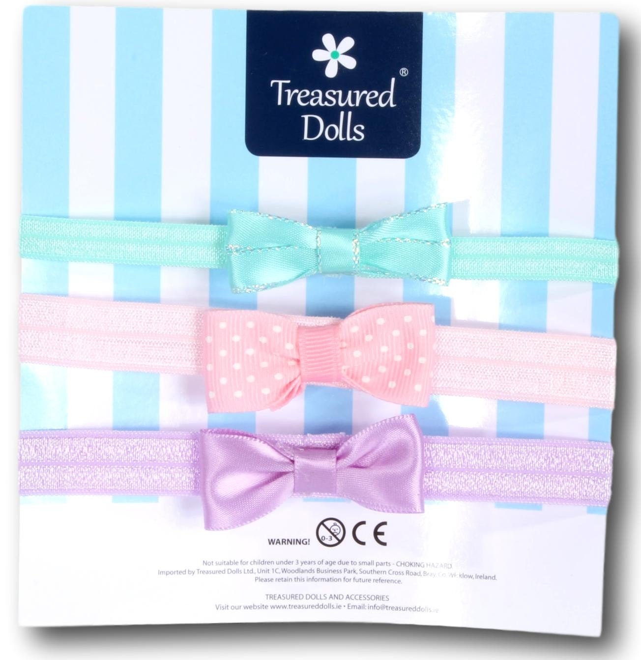 Three Pack Elastic Headbands With Bow for Popular 18 Inch 