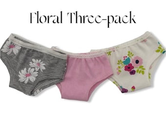 Three Pack Underwear / Panty Set Made to Fit Popular 18 Inch Dolls
