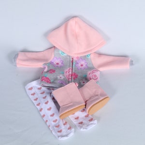 Zippered Hooded Floral Sweatshirt Set for American Girl Dolls
