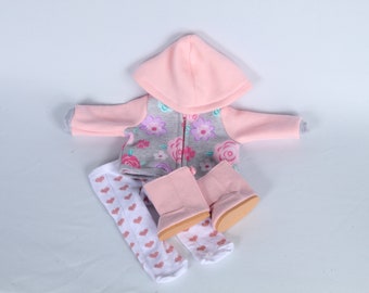 Zippered Hooded Floral Sweatshirt Set for American Girl Dolls