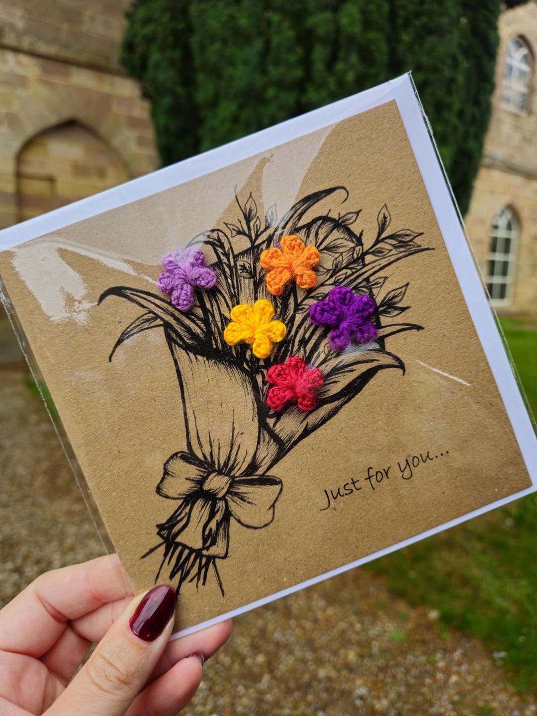 Just for You Card, Bouquet Card, Handmade Flower Bouquet, Flower Card ...