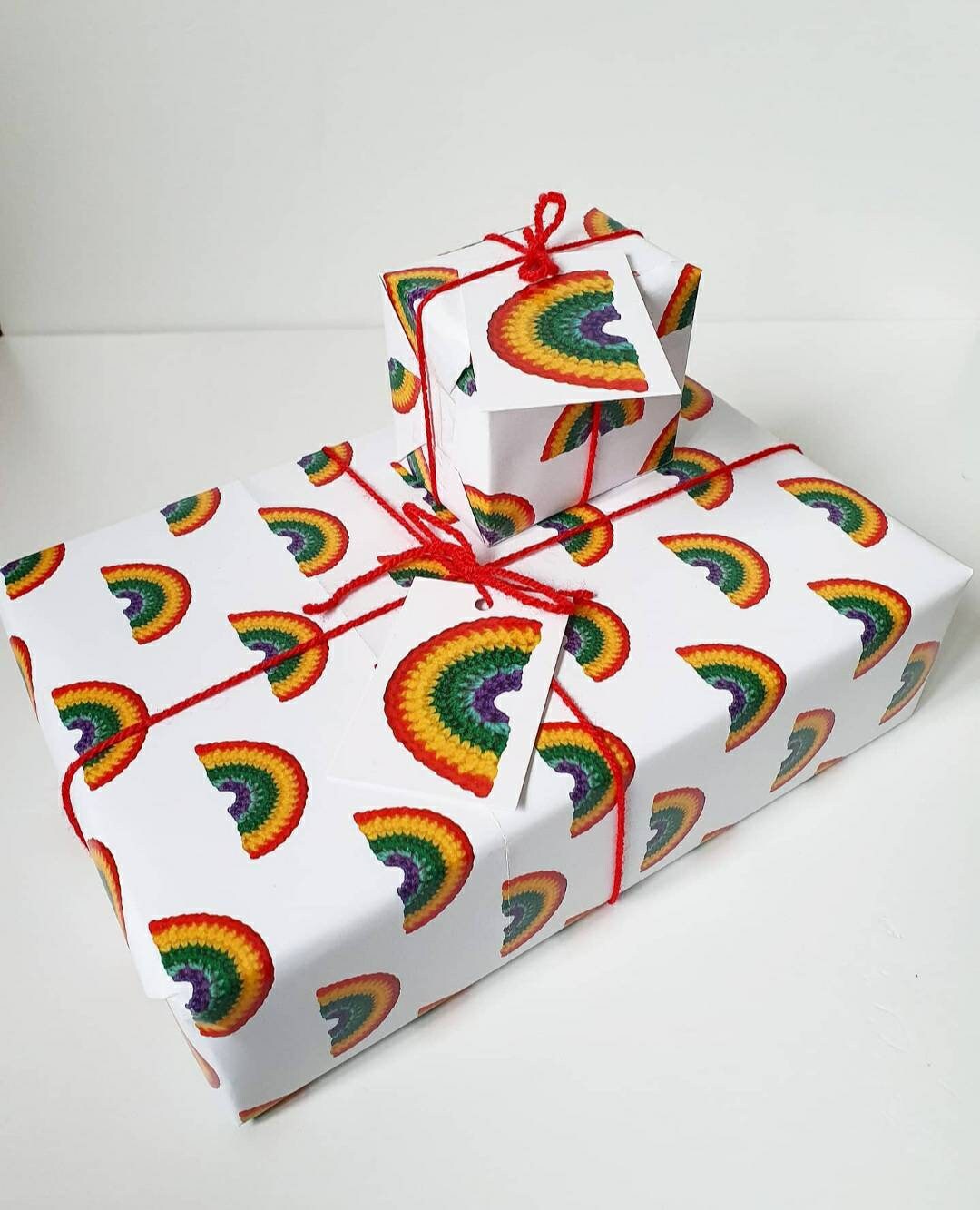 Wrapping Paper & Furoshiki Crochet Rainbow Gift Wrap and Tags// Gift