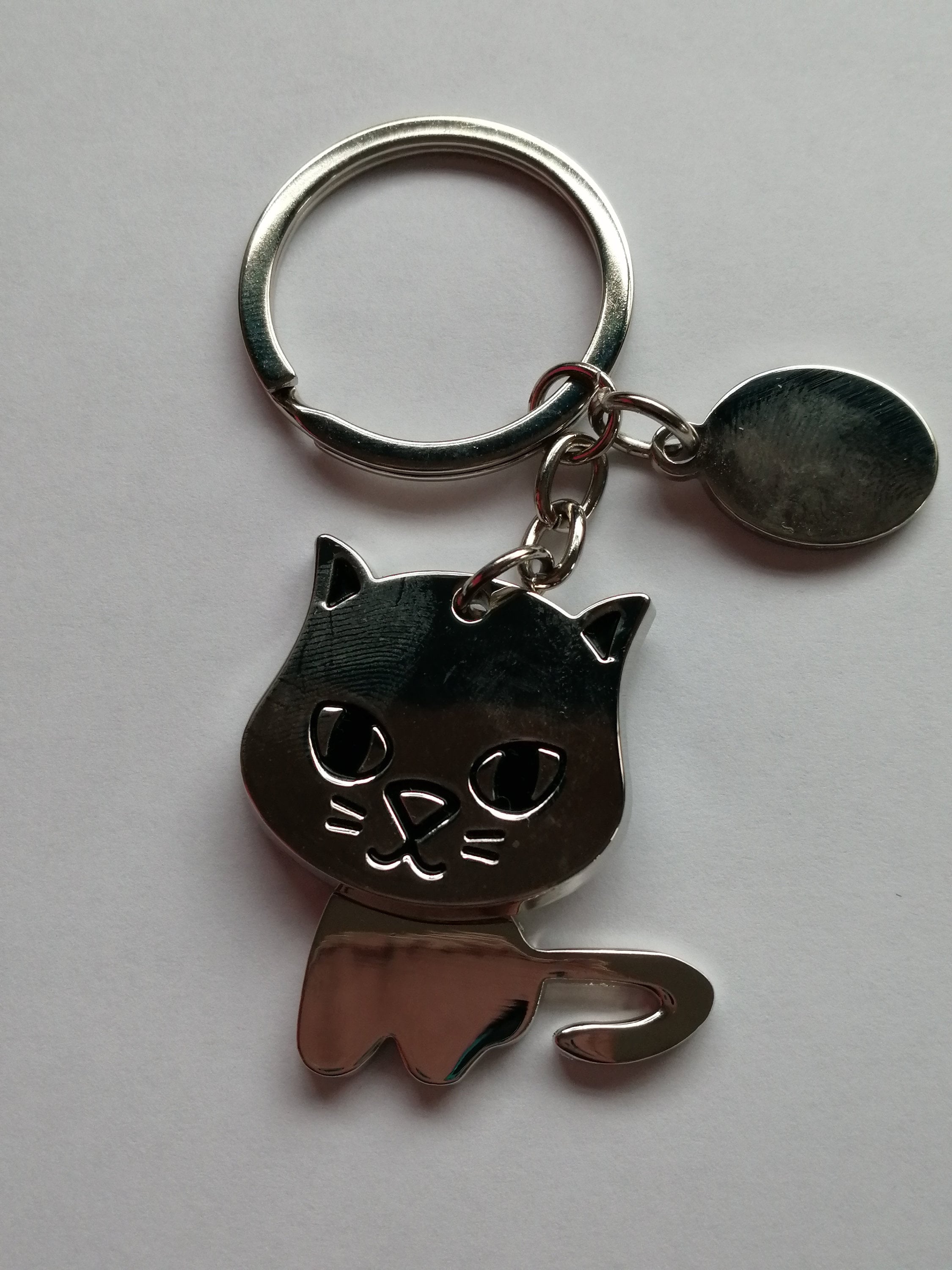 Personalised Metal Cat Keyring with Engraved Tag Etsy Italia