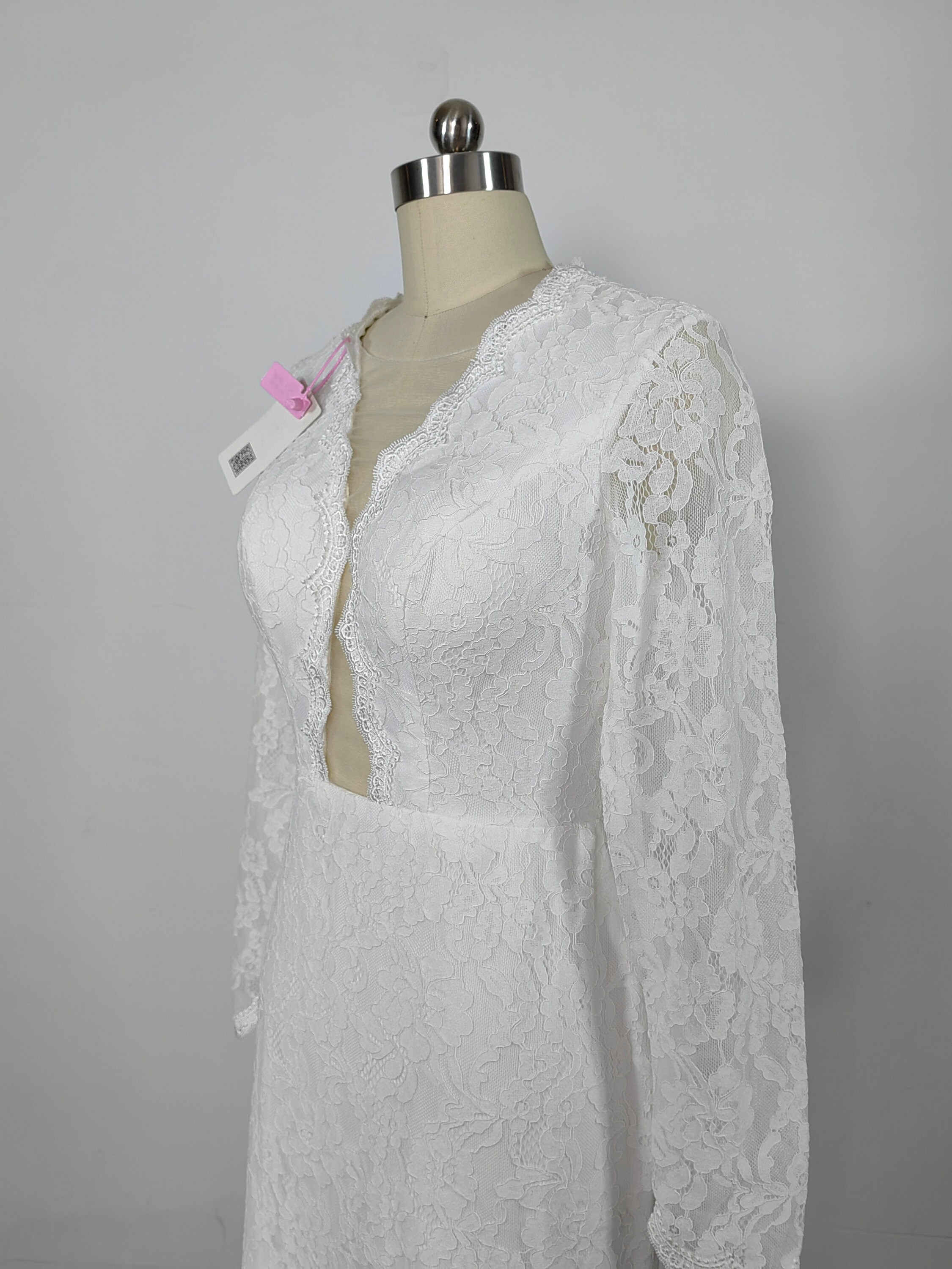 Lace Mermaid Wedding Dress, Long Sleeves Open Back Formal Gown, Evening ...