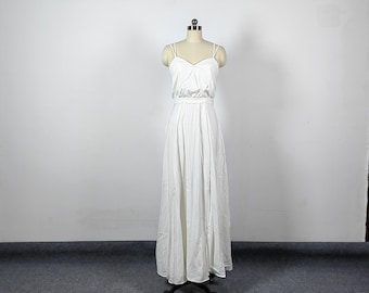 White A-Line Prom Dress, Elegant Open Back Evening Gown, Long Party Formal Bridesmaid Dress