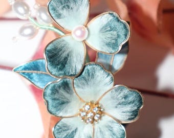 Mulberry Silk Flower Brooch, Traditional Ronghua Hair Pin, Chinese Ancient Style Bridal Velvet Flower